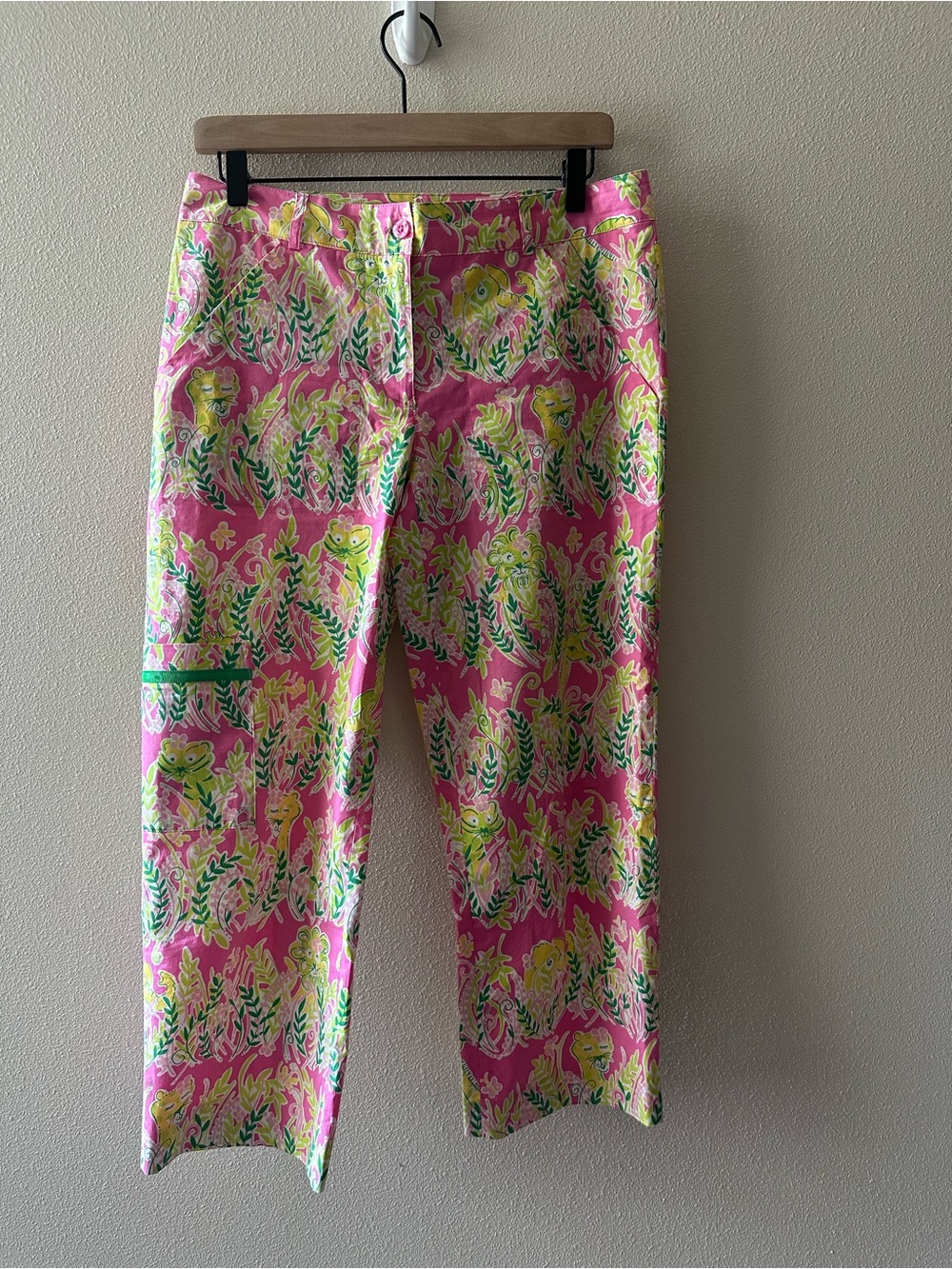 Vintage Lilly Pulitzer Womens Lilly Capri Pants Hibiscus Pink Millionaires Row 4